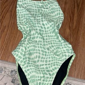 Green Patterned One-Piece Swimsuit